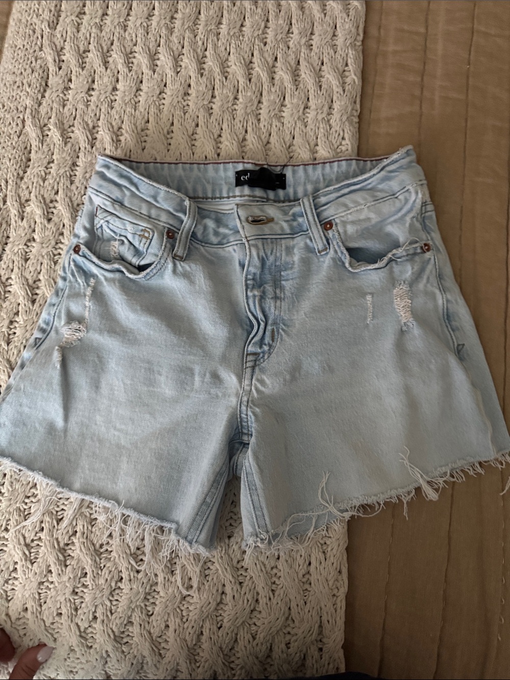 Edgely Light Wash Distressed Denim Jean Shorts